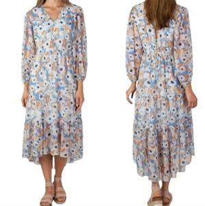 Floral Blue and Orange Women's Dress